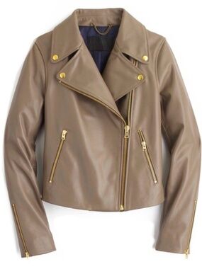 J.Crew Collection Leather Moto Jacket in Taupe - EUC